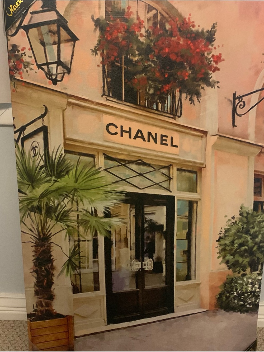 Oliver Gal CHANEL Boutique Wall Art Print in Soft Pink and Green. 36”x24”